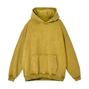 เสื้อฮู้ดดี้สีเขียวเข้มแบบย้อมสีสไตล์วินเทจสำหรับผู้ชาย ทรงโอเวอร์ไซส์ ไหล่ตก มีกระเป๋าจิงโจ้ สไตล์สตรีทแวร์ - Product Image 5