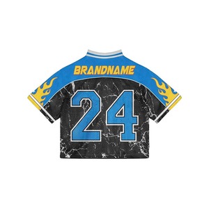 Maillot de football américain unisexe noir en maille polyester personnalisé Buffalo, uniforme d'équipe, col en V, impression numérique, respirant, vente en gros - Product Image 6
