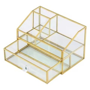 Crafted Metal Glass Jewelry Organizer Storage <b>Box</b> for Rings <b>Earrings</b> Necklace Gift Use - Product Image 5