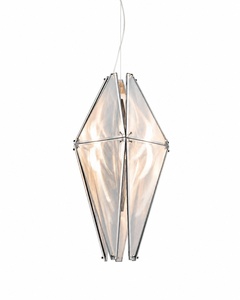 Modern Diamond Shape Chrome Stainless Steel Tempered Glass Pendant <b>Light</b> for Hotel Villa <b>Lounge</b> - Product Image 1