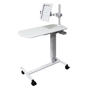 Hospital Medical Trolley Mobile Overbed Table Patient Tablet Cart Case for iPad 10.2" and 10.5" Lockable Casters Gas Spring Lif