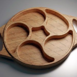Bandeja Redonda de Madera Hecha a Mano, Bandeja de Cocina de Madera Natural para Desayuno, Té, Café, Bocadillos, Comedor y Decoración del Hogar - Product Image 3