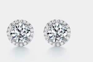 Round Shape Moissanite Diamond Earrings 925 Sterling Silver <b>Gift</b> For Her - Product Image 2