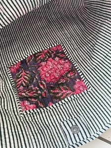 Bolsos Tote de Moda Bohemia Acolchados de Algodón Vintage para Mujer, con Estampado Invernal, Cierre de Cremallera, Bolsillos Interiores Ligeros, Color Azul - Product Image 3