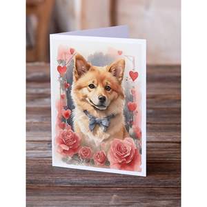 Spitz finlandés Valentine Roses Whimsical A7 Tarjetas de felicitación en blanco Paquete de 8 con sobres 5x7 Tamaño de nota - Product Image 2