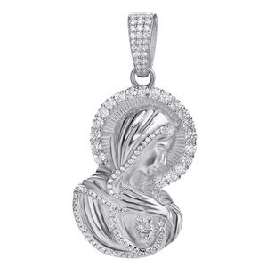 Christian Catholic Virgen María Medalla VVS Moissanite Diamante Chapado en oro Hip hop Estilo Colgante - Product Image 1