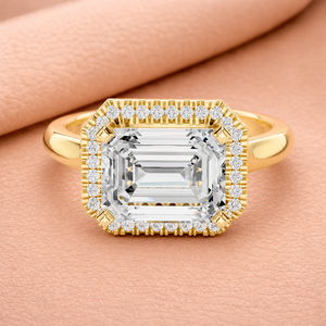 Anillo de Diamantes Vintage con Halo de Rayos de Sol para Mujer en Oro Amarillo, Oro Blanco y Oro Rosa, Elegante Regalo de Joyería Nupcial - Product Image 3