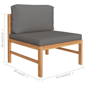 Canapé de jardin 3 places en teck gris 100% polyester, mobilier de jardin haut de gamme - Product Image 6