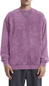 Sudaderas Extra Grandes para Hombre, Estilo Vintage, Lavado Ácido, Cuello Redondo, Ropa Deportiva, Corte Regular, 100% Algodón, Felpa Transpirable, Bordadas, Básicas - Product Image 4