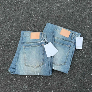 Jean en denim déchiré taille haute à jambe large, coupe ample en coton, style décontracté pour le printemps, avec marque privée - Product Image 3
