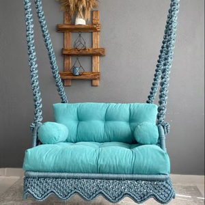 Silla colgante de macramé, columpio redondo grande de macramé, silla colgante de macramé de algodón, silla columpio de macramé, macramé hecho a mano - Product Image 1