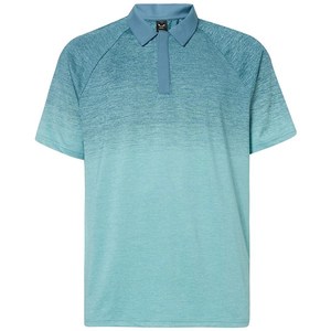 Chemise à manches courtes pour homme, bleu dégradé uni, tricotée, séchage rapide, coupe décontractée, 100% polyester, logo sur le devant - Product Image 1