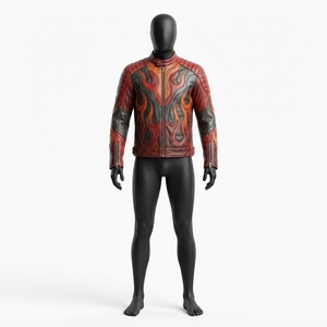 Vestes en cuir véritable pour hommes, style bomber, prix de gros, style classique, fermeture éclair intégrale, col rabattable, veste de moto pour homme - Product Image 1