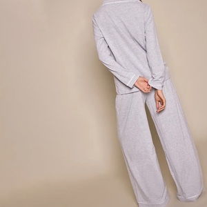 Ensemble pyjama 2 pièces pour femme, manches longues, en coton tricoté, couleur unie, classique, longueur intégrale, doux, pour l'automne – Vente chaude - Product Image 2