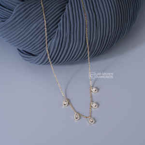 Pendentif en émeraude et diamant de laboratoire rond, en argent sterling S925, or jaune, luxe, 75 pièces, couleur EF+, collier statement - Product Image 4