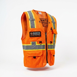Custom Logo <b>Security</b> High Visibility Worker Workwear Industrial Construction Road Traffic Hi Vis Reflective Safety Work Vest - Product Image 5