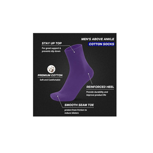 Paquete de 10 Calcetines Deportivos Morados |   Calcetines de algodón suave para uso diario |   Calcetines Casuales Cómodos |   Calcetines Lisos Unisex |   Conjunto de Calcetines al por Mayor - Product Image 4