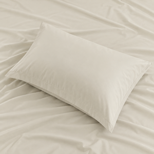 Parure de lit en satin teint blanc cassé T-250, 100 % coton, tissé uni, respirant, toutes saisons, style simple, pour usage domestique - Product Image 3