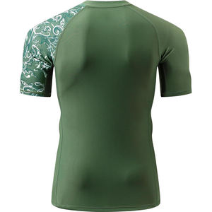 เสื้อรัดกล้ามเนื้อผู้ชายสีเขียว แขนยาว แห้งเร็ว ป้องกันรังสียูวี สำหรับออกกำลังกาย MMA ฝึกซ้อม ลายพิมพ์ที่แขนขวา - Product Image 3