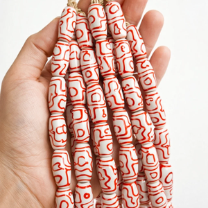 Perles en verre soufflé de luxe rouge et blanc |   Perles décoratives élégantes faites à la main de 12 à 28 mm pour la création d'accessoires créatifs DIY - Product Image 2