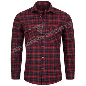 Camisa de Franela a Cuadros de Alta Calidad OEM, Informal, Holgada, 100% Lana, Talla Grande, para Hombre - Product Image 1