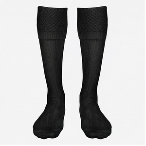 <b>Knee</b> <b>High</b> <b>Socks</b> Solid Black Cotton Knitted Breathable for Adults Casual Daily Wear Autumn Season - Product Image 1