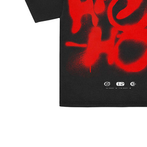 Oversized <b>Black</b> <b>Men's</b> T-<b>Shirt</b> With <b>Red</b> Graffiti Print Back Design Streetwear Style Short Sleeve O-Neck Jersey Fit - Product Image 4