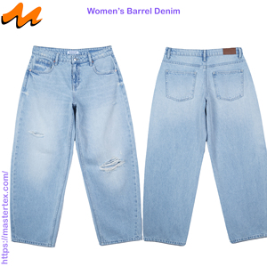 Jean large pour femme, coupe baril, délavé et déchiré, élégant, en tissu 100% coton, 11.09Oz - Product Image 3