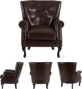 Sofá inflable moderno de lujo de alta calidad de cuero genuino Chesterfield de un asiento tamaño personalizable marco de madera sala de estar - Product Image 5