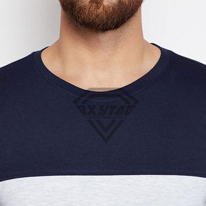 T-shirts personnalisés à manches longues pour hommes, en coton, col rond, à blocs de couleur, bicolores, avec épaules tombantes, pour fabricants de vêtements - Product Image 6