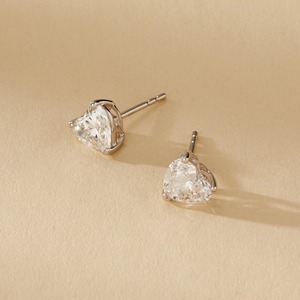 Heart Cut Diamond <b>Stud</b> <b>Earrings</b> 925 <b>Silver</b> Claw Setting Classic Women's Everyday Wear Jewelry - Product Image 4