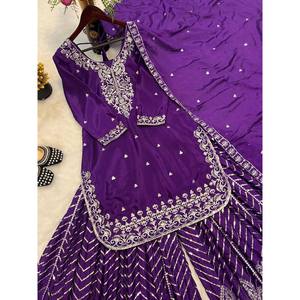Women's Heavy Embroidery Work Party Wear <b>Top</b> Bottom and Dupatta Set - Product Image 6
