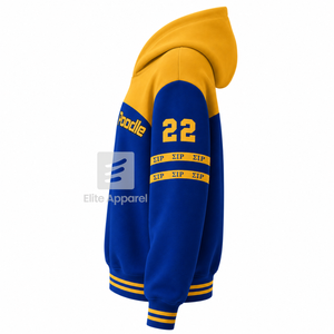 เสื้อฮู้ดซิกม่าแกมมาโรแบบสั่งทำพิเศษ ปักโลโก้ด้านหน้า สีน้ำเงินและสีทอง แขนยาว ผ้าฝ้าย สำหรับผู้หญิง - Product Image 4