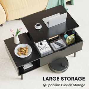 Tavolino da Caffè in Legno con Ripiano Sollevabile 100x50 cm, Regolabile e Facile da Sollevare, per Soggiorno e Sala da Pranzo - Product Image 3
