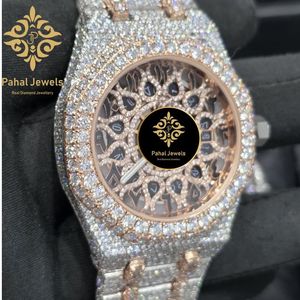Montre de luxe pour femme Pahal Jewels avec diamants, boîtier en acier inoxydable 40 mm, mouvement à quartz analogique, design ajouré, fermoir caché à bouton-poussoir 20 mm - Product Image 3
