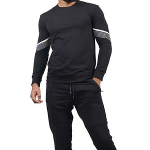 Survêtement sportif noir pour homme, manches longues, col rond, séchage rapide, polyester et élasthanne, avec poches latérales, fermeture à cordon, coupe classique - Product Image 5