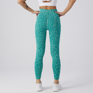 High Waist Leopard Print Knitted <b>Leggings</b> Ankle-Length Stretch Breathable Sporty Women's Yoga Pants <b>Push</b> <b>Up</b> Compression - Product Image 5