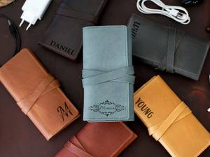 Customized Leather <b>Cable</b> Organizer Factory OEM Cord Holder Travel Tech Accessories Case Wire Management System LCO-0018 - Product Image 1