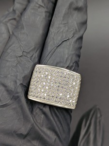 Anillo Rectangular de Lujo para Hombre, Estilo Hip Hop, Acabado en Oro Blanco, con Incrustaciones de Moissanita, Joyería Brillante - Product Image 4