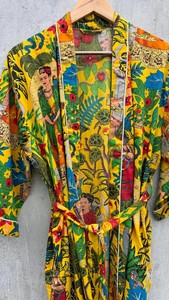 ชุดคลุมบล็อกพิมพ์ลาย, ชุดลำลองฤดูร้อน ชุดกิโมโนผ้าฝ้ายทำมือ - Product Image 2