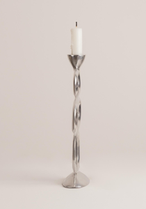 Nordic Abstract Hollow Oval <b>Candlestick</b> Holder Set Contemporary <b>Silver</b> Metal Taper Candle Stands for Modern Tabletop & Living - Product Image 3