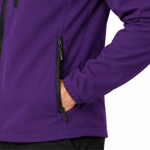 Veste d'extérieur légère en softshell pour homme, fermeture éclair intégrale, col montant, protection, poche poitrine pratique, poches latérales sécurisées, flexible - Product Image 6