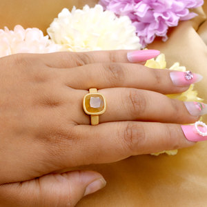 Natural Yellow Sapphire Panch Dhatu <b>Ring</b> Cushion Cut Bezel <b>Set</b> Handmade Gemstone <b>Ring</b> for Women <b>Men</b> - Product Image 6