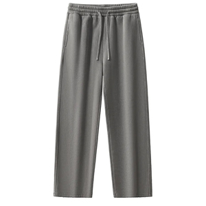 กางเกงวอร์มผ้าฟลีซหนานุ่มทรงโอเวอร์ไซส์สำหรับผู้ชายและผู้หญิง สไตล์สตรีทแวร์ ใส่ได้ในฤดูหนาว อุ่นสบาย รับสกรีนโลโก้ ทรงหลวมขากระบอกตรง สไตล์วิทยาลัย - Product Image 1