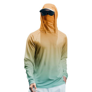 Camisa de Pesca con Capucha de Manga Larga para Hombre, Color Degradado, Protección UV UPF 50, Material de Poliéster - Product Image 1