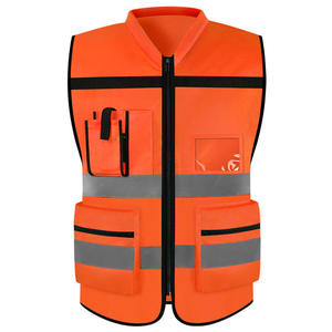 Gilet de sécurité unisexe haute visibilité réfléchissant bleu et noir avec fermeture éclair sur le devant, plusieurs poches, respirant, en polyester, détection des aiguilles - Product Image 4