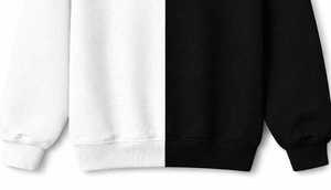 Sudadera Unisex Negra y Blanca 100% Algodón, Resistente al Viento, para Invierno, con Impresión por Descarga, Bordado 3D y Acabado Lavado - Product Image 3