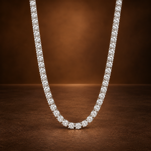 Chaîne tennis unisexe en diamants CZ de 3 mm, collier de joaillerie fine à superposition, en argent sterling, or et platine, avec diamants ronds brillants - Product Image 1