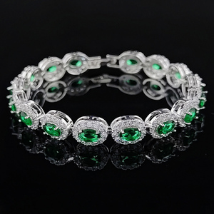 Bracelets de tennis de luxe en argent 925 avec moissanite cristal glacé, géométriques, vintage, scintillants, taille ovale, imitation diamant bleu pour femme - Product Image 5