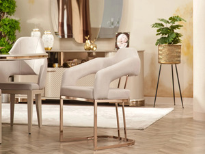 Modern Luxury Solid Teak Wood Dining Room Set Gold 6 Chairs Rectangle Table Contemporary Villa Home Kitchen Furniture Set - Product Image 5